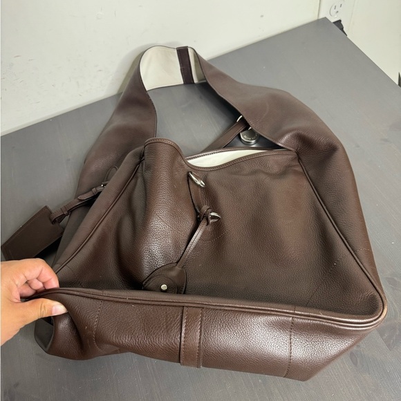 RALPH LAUREN Collection Italy Brown Leather Silver Lock Tote Shoulder Hand Bag - Picture 8 of 14